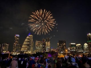 Austin Skyline with fireworks