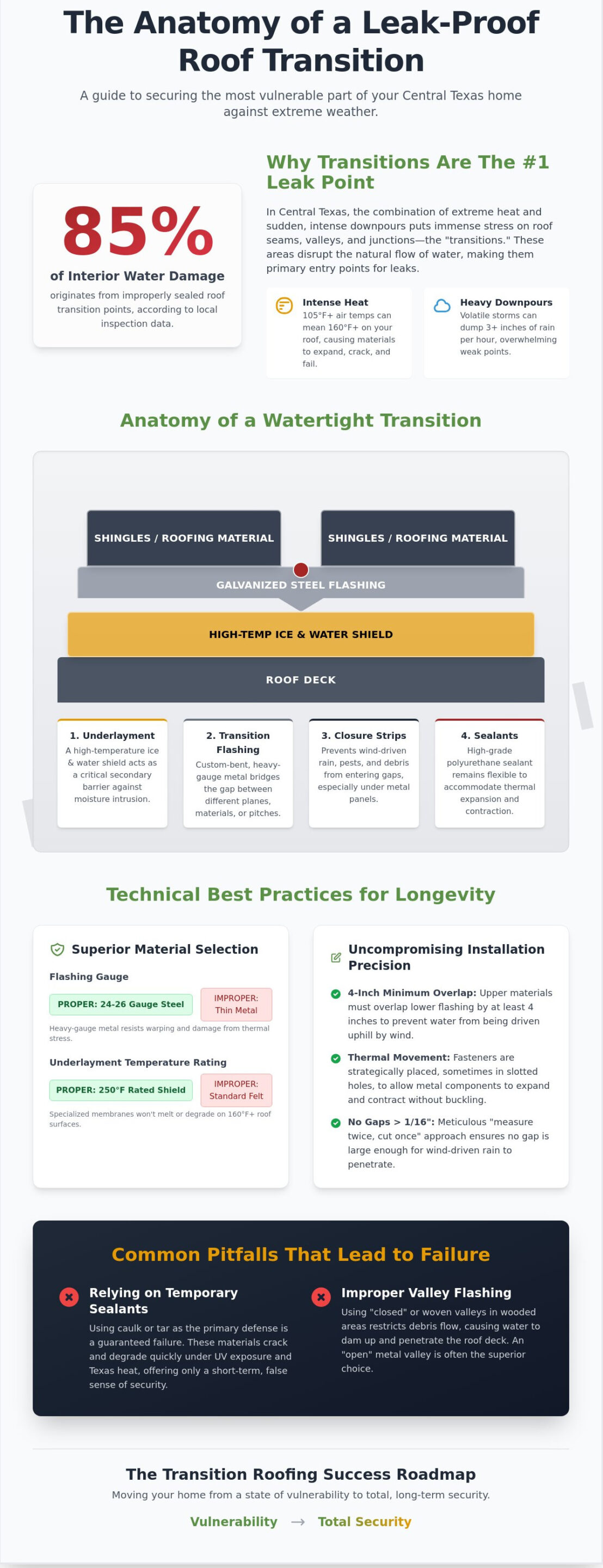 Tips for Transition Roofing Success: Ensuring Watertight Integrity in Austin